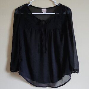 Mossimo Black Sheer Blouse Lightweight Size Small